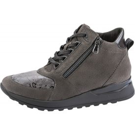   Waldlaufer Ortho Tritt fűzős cipzáras bokacsizma Hiroko-Soft velúr/lakkbőr/sztreccs szürke