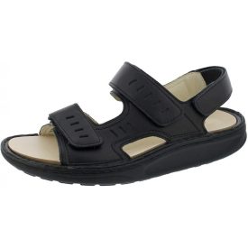   Waldlaufer dynamic gördülő talpú tépőzáras szandál Hanno bőr fekete