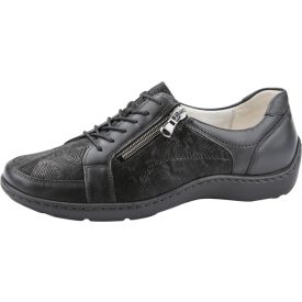   Waldlaufer kényelmi fűzős cipzáras cipő Henni bőr/nubuk fekete