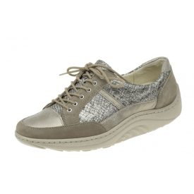   Waldlaufer dynamic gördülő talpú fűzős cipő Helli nubuk/kígyóbőr fényes arany bézs