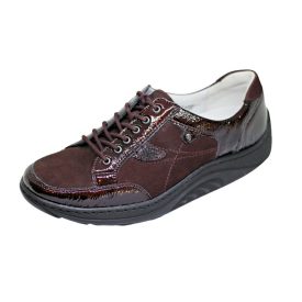   Waldlaufer dynamic gördülő talpú fűzős cipő Helli lakkbőr nubuk bordó