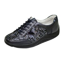   Waldlaufer dynamic gördülő talpú fűzős cipő Helli bőr-nubuk mintás sötétkék