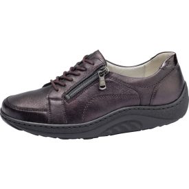   Waldlaufer dynamic gördülő talpú fűzős cipzáras cipő Helli fényes bőr bordó