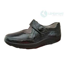   Waldlaufer dynamic gördülő talpú tépőzáras balerina Helli lakkbőr fekete