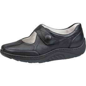   Waldlaufer dynamic gördülő talpú tépőzáras balerina Helli bőr fekete