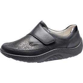   Waldlaufer dynamic Ortho Tritt gördülő talpú tépőzáras cipő Helli bőr/sztreccs fekete