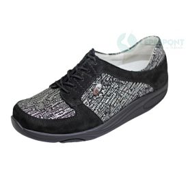   Waldlaufer dynamic gördülő talpú fűzős cipő Herina nubuk fekete szürke