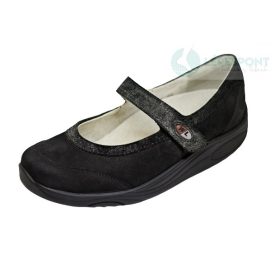   Waldlaufer dynamic gördülő talpú tépőzáras balerina Herina velúr mintás fekete