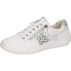   Waldlaufer kényelmi fűzős cipzáras cipő K-Milena bőr fehér ezüst