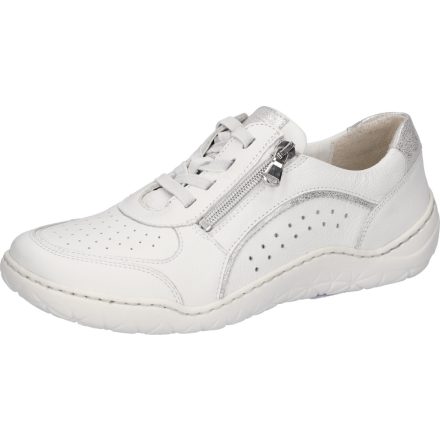 Waldlaufer kényelmi fűzős cipzáras cipő K-Milena Vegán bőr fehér ezüst