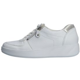   Waldlaufer kényelmi fűzős cipzáras cipő K-Lili szarvasbőr fehér ezüst