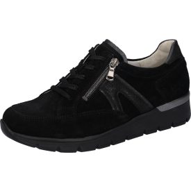   Waldlaufer kényelmi fűzős cipzáras cipő K-Ramona velúr fekete