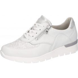   Waldlaufer Ortho Tritt fűzős cipzáras cipő K-Ramona bőr/sztreccs fehér ezüst