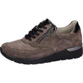   Waldlaufer Ortho Tritt fűzős cipzáras cipő K-Ramona velúr/lakkbőr/sztreccs barna szürke