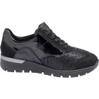 Waldlaufer Ortho Tritt fűzős cipzáras cipő K-Ramona-Soft nubuk/lakkbőr/sztreccs fekete