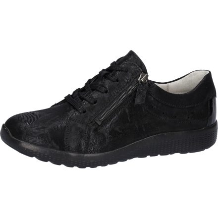 Waldlaufer kényelmi fűzős cipzáras cipő K-Ira nubuk/lakkbőr fekete
