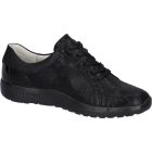 Waldlaufer kényelmi fűzős cipzáras cipő K-Ira nubuk/lakkbőr fekete