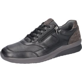   Waldlaufer kényelmi fűzős cipzáras cipő K-Fabian bőr/velúr fekete szürke