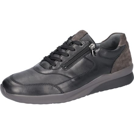 Waldlaufer kényelmi fűzős cipzáras cipő K-Fabian bőr/velúr fekete szürke