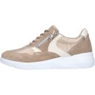 Waldlaufer kényelmi fűzős cipzáras cipő K-Funky velúr/bőr bézs arany