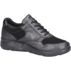 Waldlaufer kényelmi fűzős cipzáras cipő K-Funky bőr/nubuk fekete ezüst