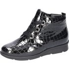 Waldlaufer kényelmi fűzős cipzáras bokacsizma K-Inga lakkbőr fekete