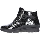 Waldlaufer kényelmi fűzős cipzáras bokacsizma K-Inga lakkbőr fekete