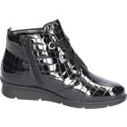 Waldlaufer kényelmi fűzős cipzáras bokacsizma K-Inga lakkbőr fekete