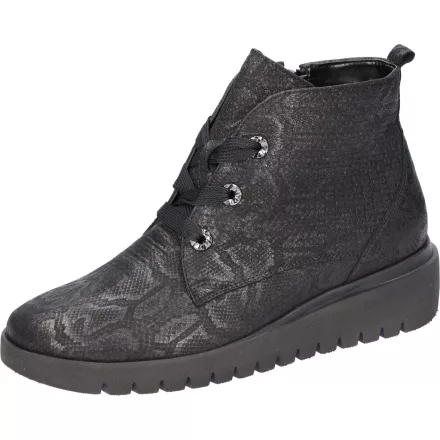 Waldlaufer kényelmi fűzős cipzáras bokacsizma H-Florenz nubuk fekete