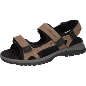   Waldlaufer kényelmi tépőzáras szandál H-Taro nubuk/textil barna fekete