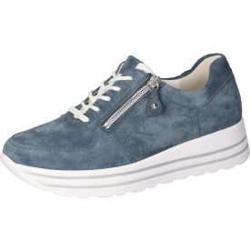   Waldlaufer kényelmi fűzős cipzáras cipő H-Lana velúr kék