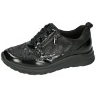 Waldlaufer Ortho Tritt fűzős cipzáras cipő H-Rosa nubuk/lakkbőr/sztreccs fekete