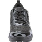 Waldlaufer Ortho Tritt fűzős cipzáras cipő H-Rosa nubuk/lakkbőr/sztreccs fekete