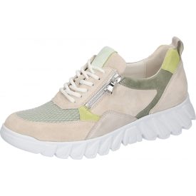   Waldlaufer kényelmi fűzős cipzáras cipő H-Sade velúr/textil drapp zöld