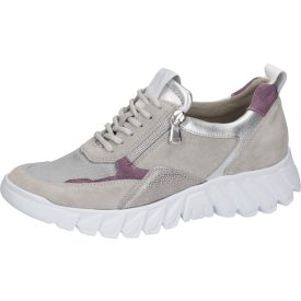   Waldlaufer Ortho Tritt fűzős cipzáras cipő H-Sade velúr/sztreccs szürke lila