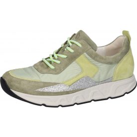   Waldlaufer dynamic gördülő talpú fűzős cipő H-Irma velúr/textil zöld sárga ezüst