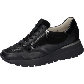   Waldlaufer Ortho Tritt fűzős cipzáras cipő H-Feli bőr/velúr/lakkbőr/sztreccs fekete