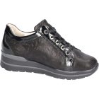 Waldlaufer kényelmi fűzős cipzáras cipő M-Sarah nubuk/lakkbőr fekete