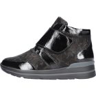 Waldlaufer kényelmi tépőzáras bokacsizma M-Sarah lakkbőr/nubuk fekete