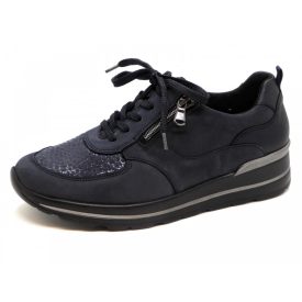   Waldlaufer Ortho Tritt fűzős cipzáras cipő M-Sarah nubuk/sztreccs kék