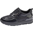 Waldlaufer Ortho Tritt fűzős cipzáras cipő M-Sarah bőr/lakkbőr/sztreccs fekete