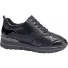 Waldlaufer Ortho Tritt fűzős cipzáras cipő M-Sarah bőr/lakkbőr/sztreccs fekete