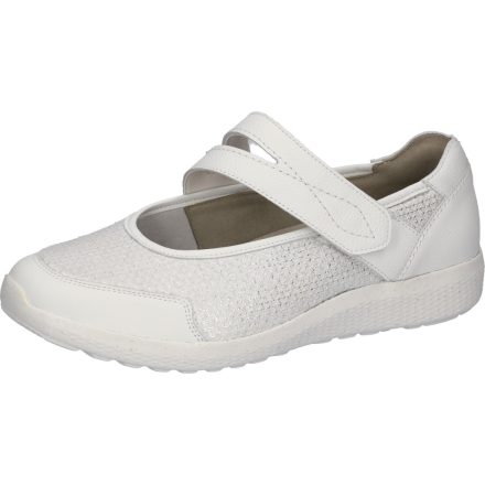 Waldlaufer Ortho Tritt tépőzáras balerina M-Ira Vegán bőr/sztreccs fehér ezüst