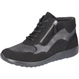   Waldlaufer Ortho Tritt fűzős cipzáras bokacsizma M-Ira nubuk/sztreccs fekete