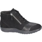 Waldlaufer Ortho Tritt fűzős cipzáras bokacsizma M-Ira nubuk/sztreccs fekete