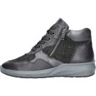 Waldlaufer kényelmi fűzős cipzáras bokacsizma M-Tonia bőr/nubuk fekete