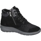 Waldlaufer Ortho Tritt fűzős cipzáras bokacsizma M-Tonia velúr/nubuk/sztreccs fekete