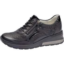   Waldlaufer kényelmi fűzős cipzáras cipő H-Clara bőr/lakkbőr fekete