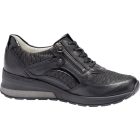 Waldlaufer kényelmi fűzős cipzáras cipő H-Clara bőr/lakkbőr fekete
