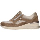 Waldlaufer kényelmi fűzős cipzáras cipő H-Clara velúr/bőr barna drapp